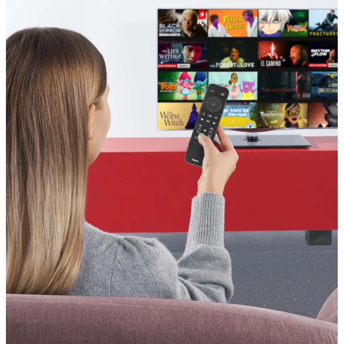 Hama Fernbedienung 00221050 programmierbar TV Netflix Prime Video Disney+ Schwarz