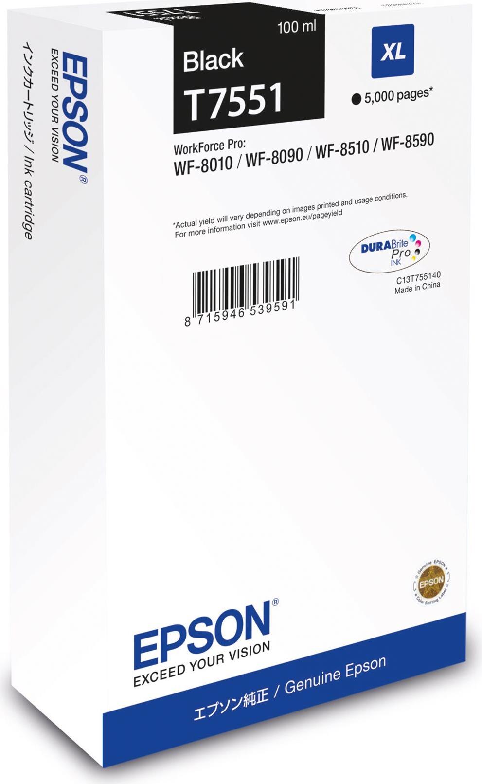 Epson Tinte schwarz 100.0ml WF Pro 8xxx''XL'' (C13T75514N)