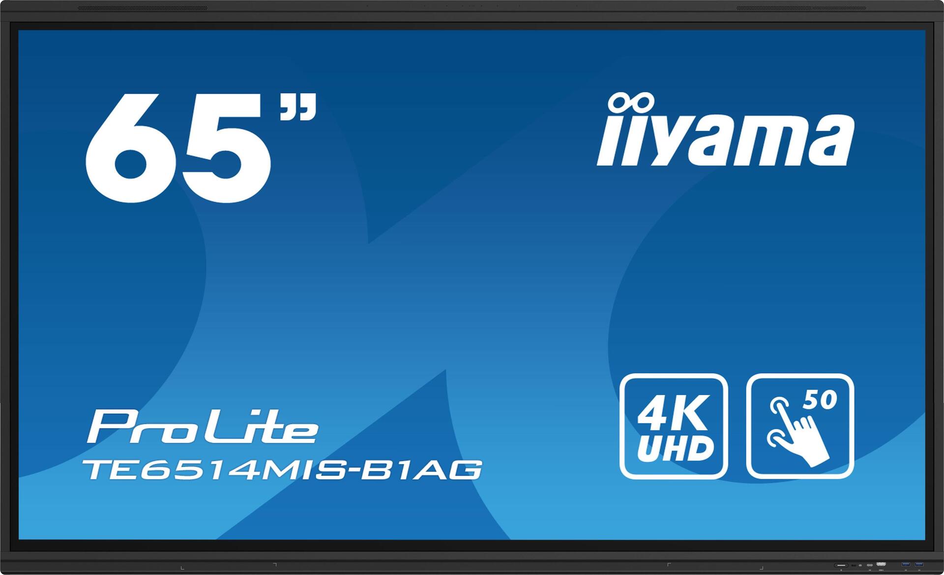 iiyama TE6514MIS-B1AG Signage-Display Interaktiver Flachbildschirm 165,1 cm (65" ) LCD WLAN 435 cd/m² 4K Ultra HD Schwarz Touchscreen Eingebauter Prozessor Android 24/7 (TE6514MIS-B1AG)