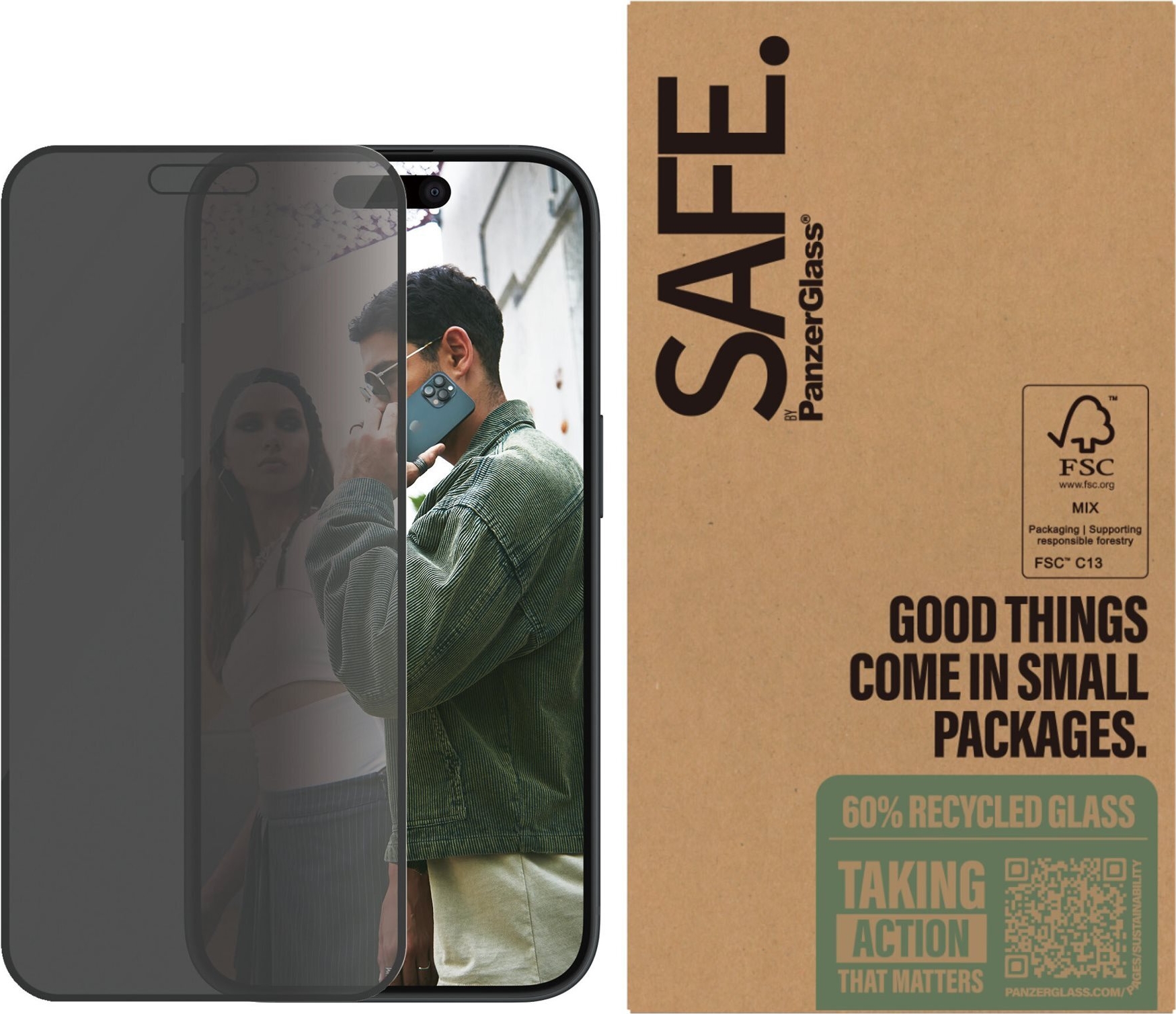 SAFE. by PanzerGlass Privacy Displayschutz für iPhone 16 & 15 - Ultra-Wide Fit(BULKSAFEP95875)