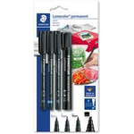 STAEDTLER Lumocolor Permanent-Marker-Set, Blisterkarte für Nutzung im Haushalt, alle Marker in schwarz, - 1 Stück (60 BK-6)