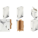 LEITZ Archiv-Schachtel easyboxx, weiß (B)150 mm 100% geriffelter Recyclingkarton, doppelte Schließklappen, - 25 Stück (6133-00-00)