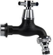 Bradas Wasserhahn 3/4", mit Kugelventil, mattschwarz aus verchromtem Messing mit mattschwarzem Finish, - 1 Stück (GKK0T3434BK)