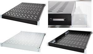 LogiLink 19" Fachboden, 1 HE, verstellbar, (T)570 mm,schwarz für 800 mm tiefe 19" Schränke, aus Stahlblech, perforiert, - 1 Stück (SF0800B)