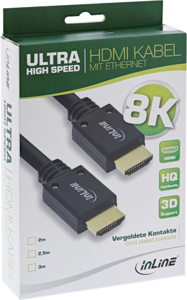 INLINE HDMI Kabel, Ultra High Speed HDMI Kabel, 8K4K, Stecker / Stecker, 2,5m (17922P)