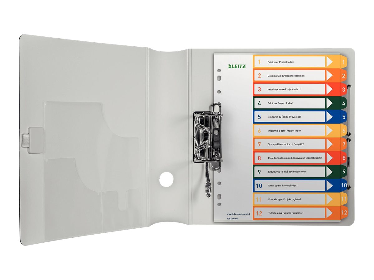 Leitz PC Printable Index Kunststoff-Register Zahlen 1-12 A4 Überbreite Mehrfarbig