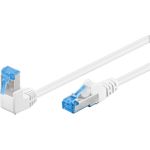 Goobay CAT 6A Patchkabel 1x 90° gewinkelt, S/FTP (PiMF), Weiß, 2 m - Rastnase oben, LSZH halogenfrei, Kupfer (51565)