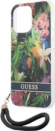 GUESS Hard Cover Flower Strap Blue, für iPhone 13 Pro Max, GUHCP13XHFLSB (GUHCP13XHFLSB)