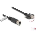 Delock M12 Kabel D-kodiert 4 Pin Buchse zu RJ45 Stecker mit Schrauben Cat.5e FTP 1 m (80443)