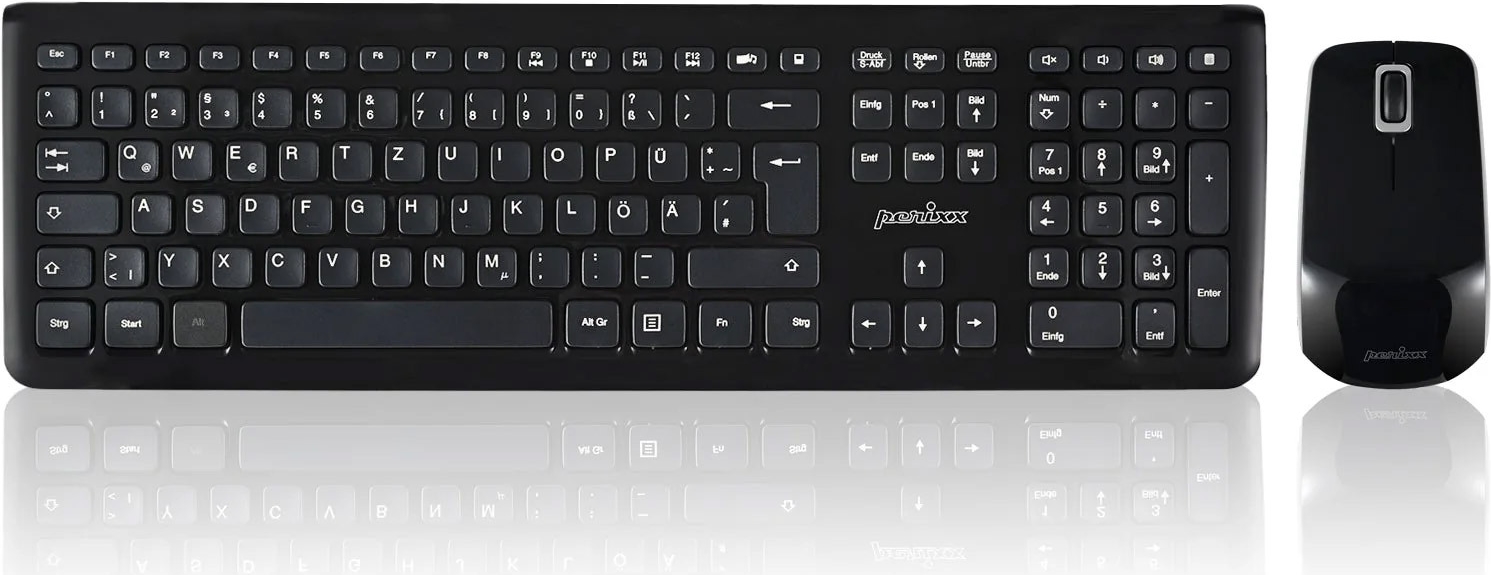Perixx PERIDUO-703 B DE, Tastatur und Maus Set, schnurlos, schwarz (PERIDUO-703 B DE)