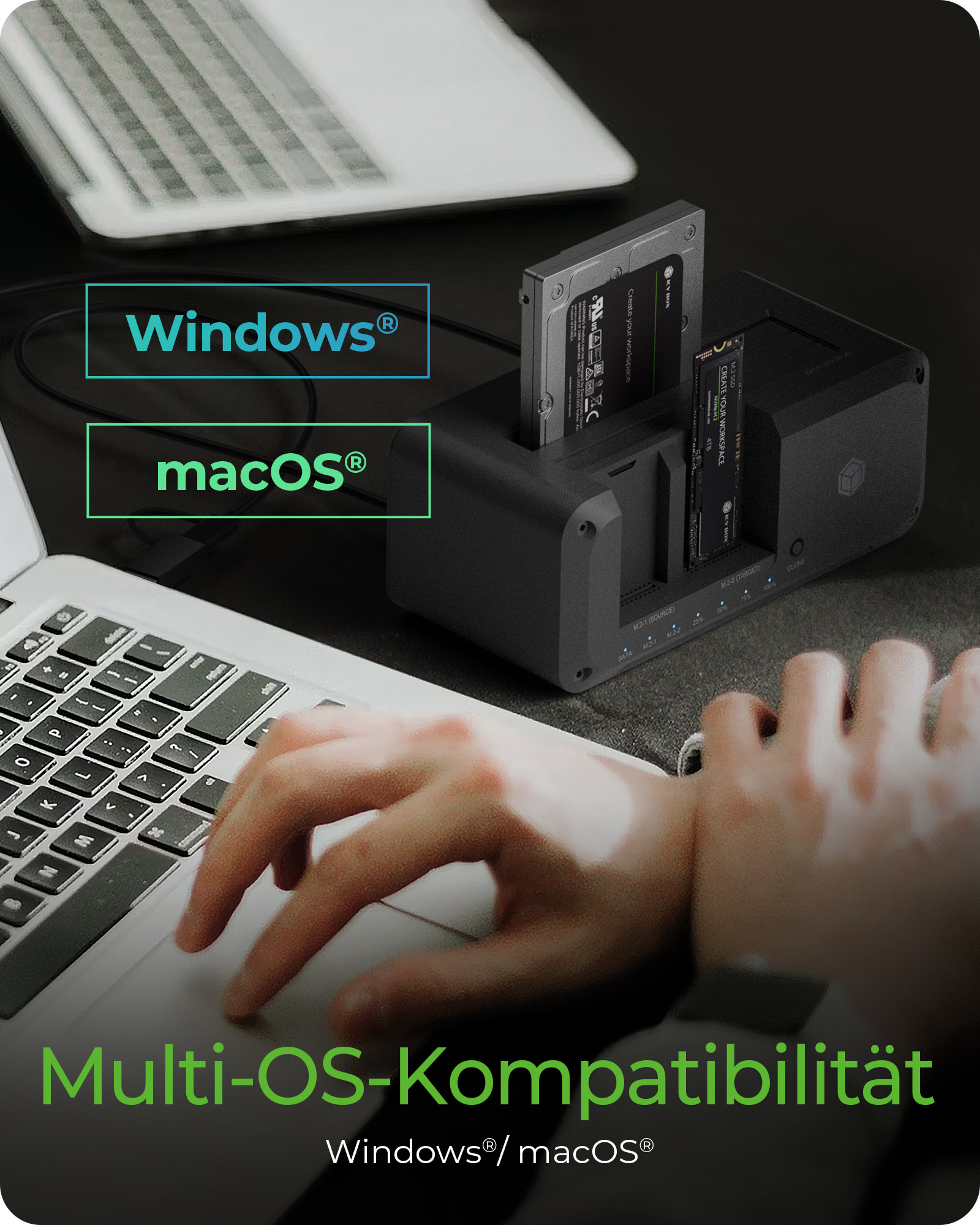 ICY BOX IB-2924MSCL-C31 Dockingstation USB 3.2 Gen 2 Schwarz