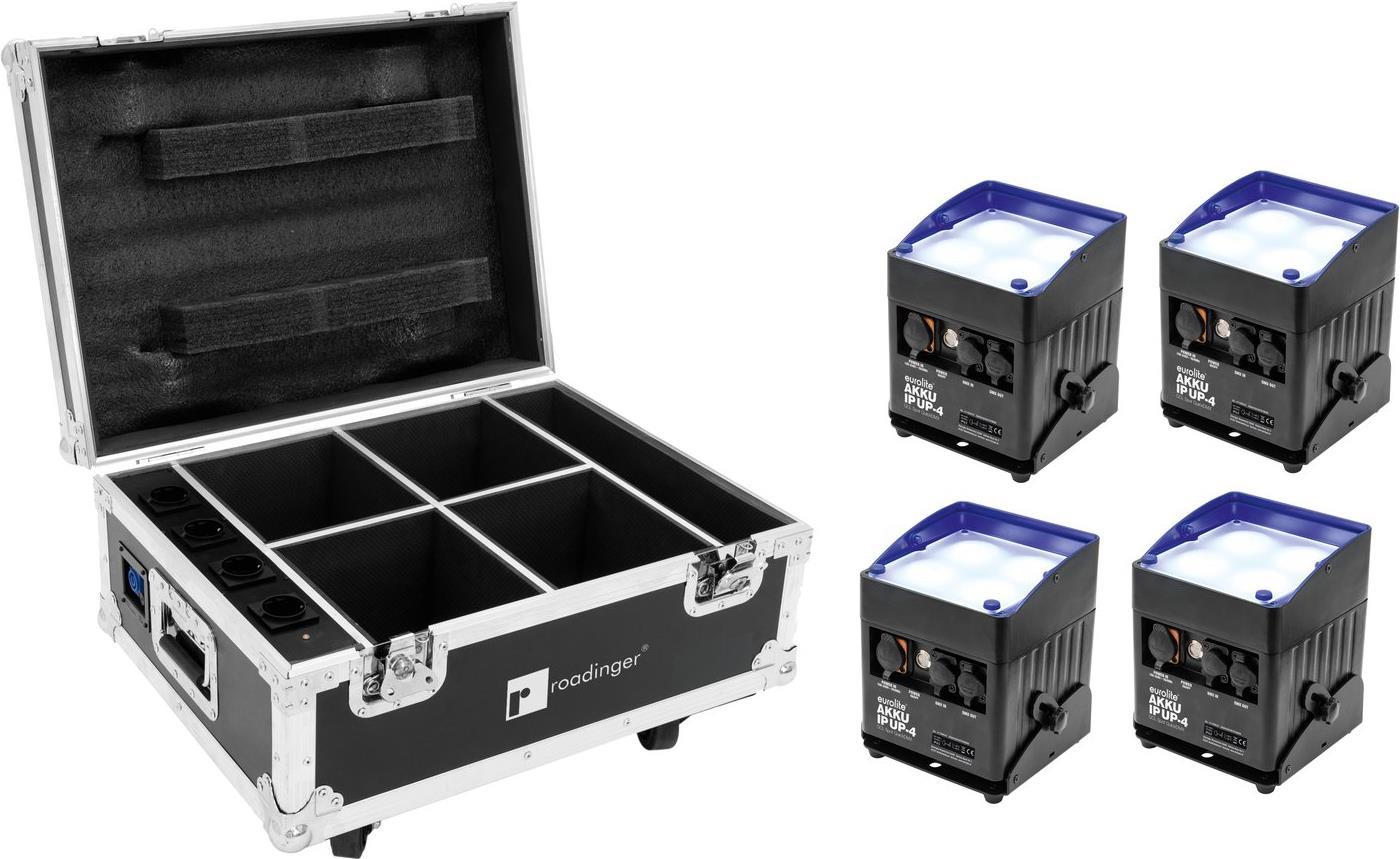 EUROLITE Set 4x AKKU IP UP-4 QCL Spot QuickDMX + Case mit Ladefunktion (20000546)