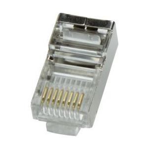 LogiLink RJ45 Stecker für Rundkabel, Kat.5e, geschirmt Modularstecker 8P8C für Rundkabel, vergoldete Kontakte (MP0003)