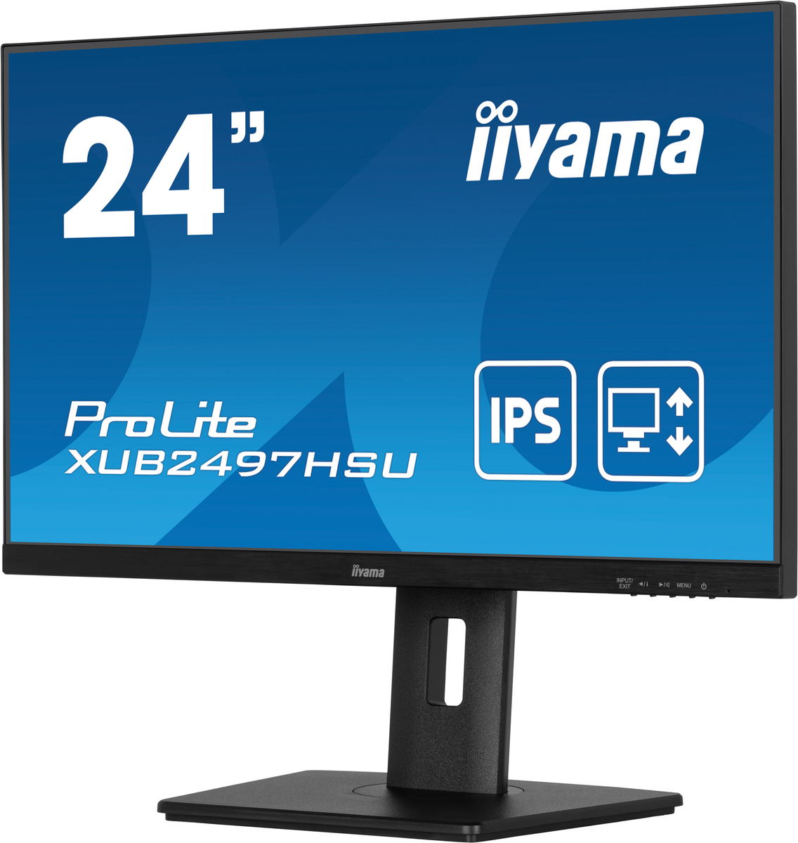 iiyama 24" IPS-panel, 1920x1080@100Hz, 15cm Height Adj. Stand, 1ms (MPRT), Adaptive Sync, 300cd/m², Speakers, HDMI, DisplayPort, Speakers, USB 2x 2.0 - dual monitor setup [Energieklasse E]  (XUB2497HSU-B2)