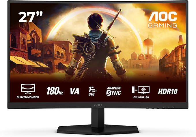 AOC Gaming C27G42E - 27 Zoll Full HD Curved Monitor, 180 Hz, 1 ms, FreeSync Premium (1920x1080, 1x HDMI 2.0, 1x DisplayPort 1.4) [Energieklasse E] (C27G42E)