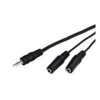 Wentronic Goobay 3,5mm-Klinke-Adapterkabel, Schwarz, 0.2 m - Klinke 3,5 mm-Stecker (3-Pin, Stereo) > 2x Klinke 3,5 mm-Buchse (2-Pin, Mono) (50465)