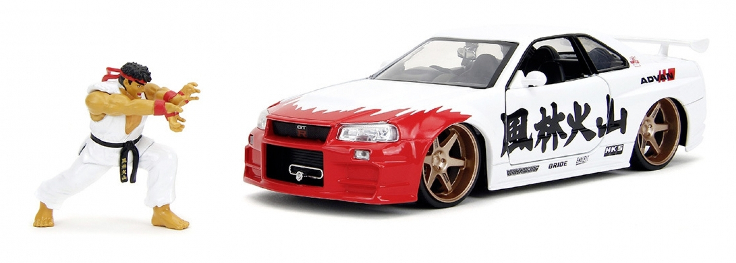 Jada Toys Street Fighter Ryu 1:24 Nissan Skyline GTR Rot, Weiß