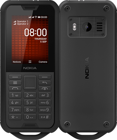 Nokia 800 Tough 6,1 cm (2.4" ) 0,5 GB 4 GB Hybride Dual-SIM Schwarz 2100 mAh (16CNTB01A08)