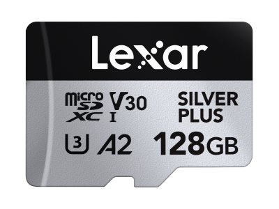 Lexar Professional SILVER PLUS 128 GB microSDXC UHS-I A2 V30 U3 Schwarz, Silber