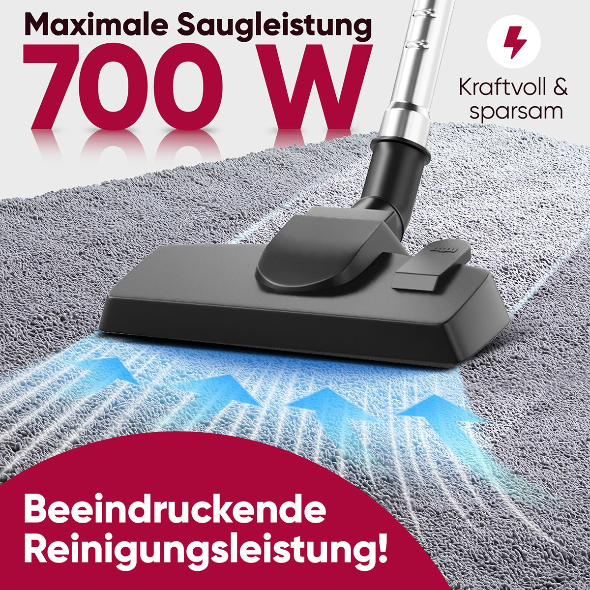 Clatronic Profi-Care PC-BS 3141 Bodenstaubsauger 700 W HEPA Anthrazit Rot