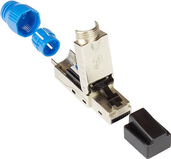 RJ45 Stecker Cat. 8.1, werkzeuglos / feldkonfektionierbar, STP geschirmt, Metall, Good Connections (GC-N0149)