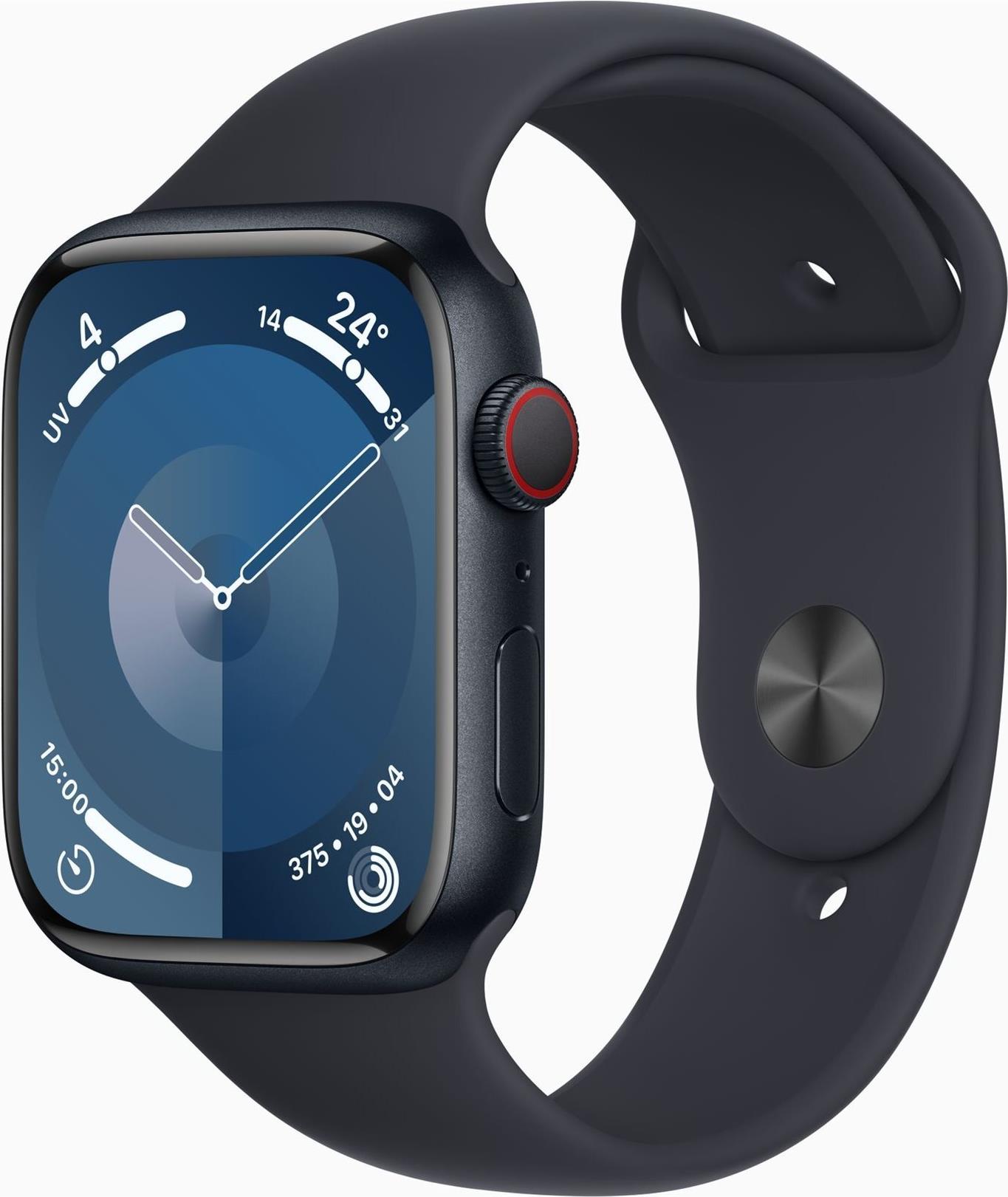 Apple Watch Series 9 GPS + Cellular 45 mm Aluminium Sportband M/L Mitternacht