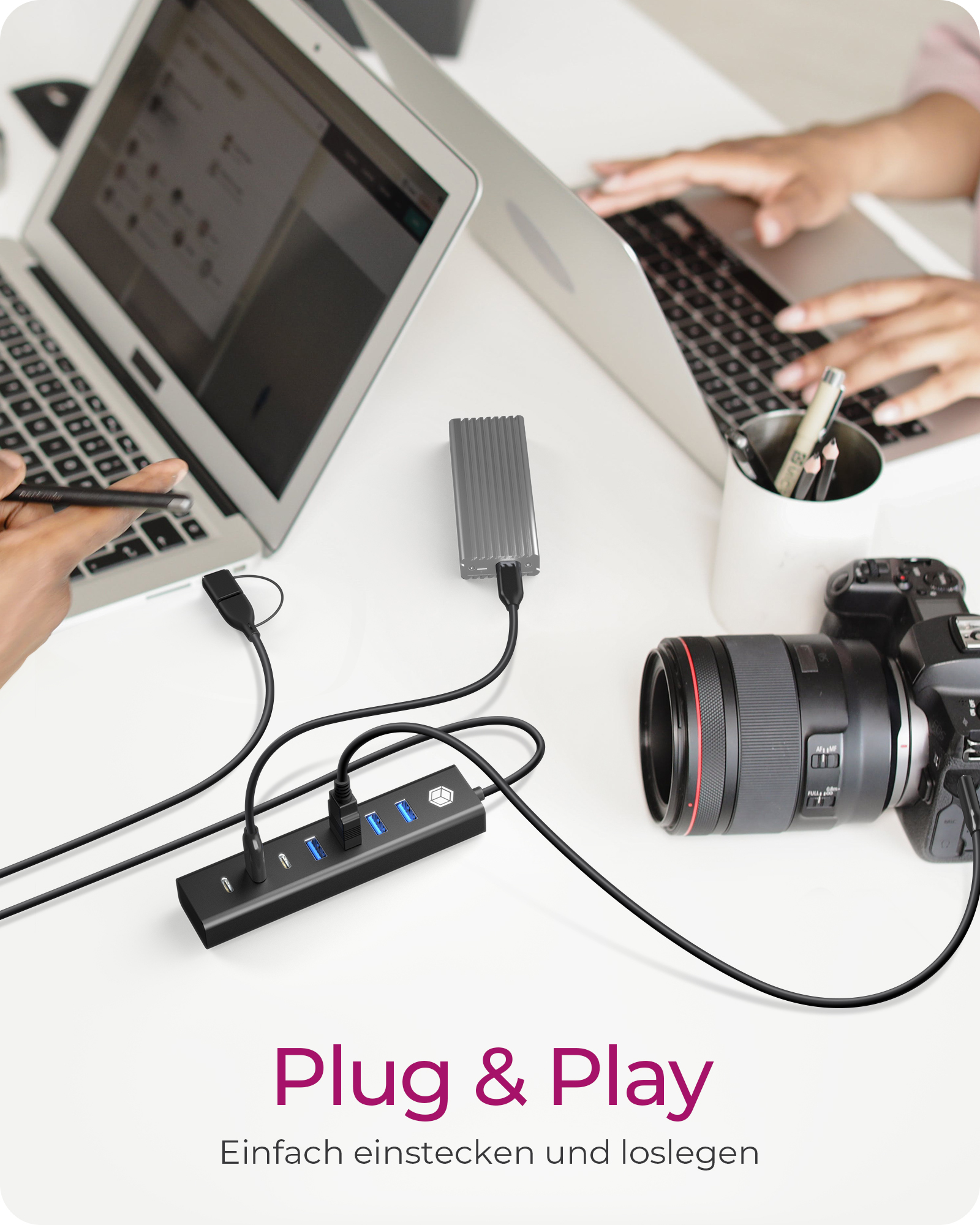 ICY BOX IB-HUB1737-C3 7-Port USB 3.2 Gen 1 Hub Schwarz