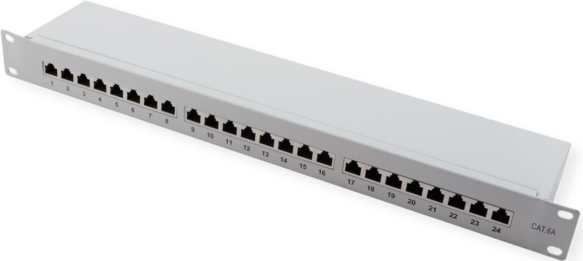 VALUE Kat.6A (Class EA) 19\"-Patchpanel, 24 P, geschirmt, grau (26.99.0365)