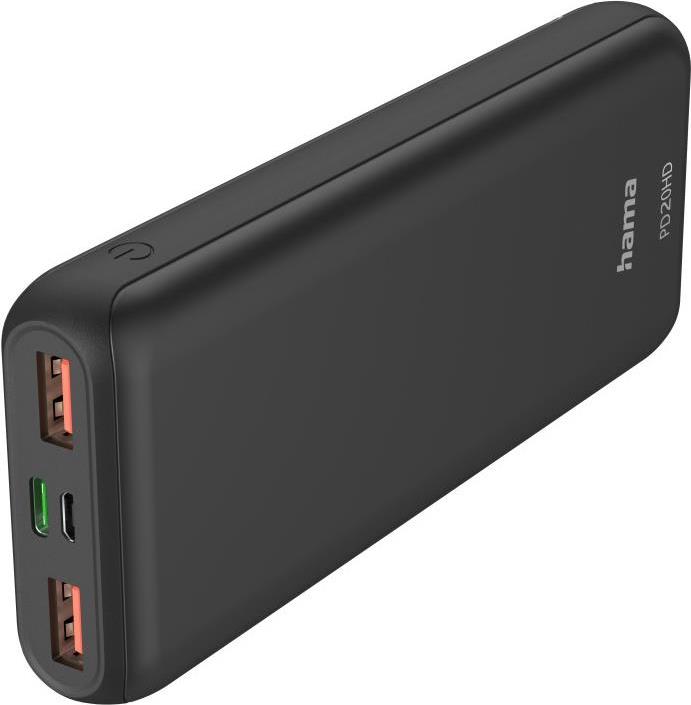 Hama Power Pack PD20-HD 20000mAh, 3 Ausgänge: 1x USB-C, 2x USB-A, Anthrazit (00201663)