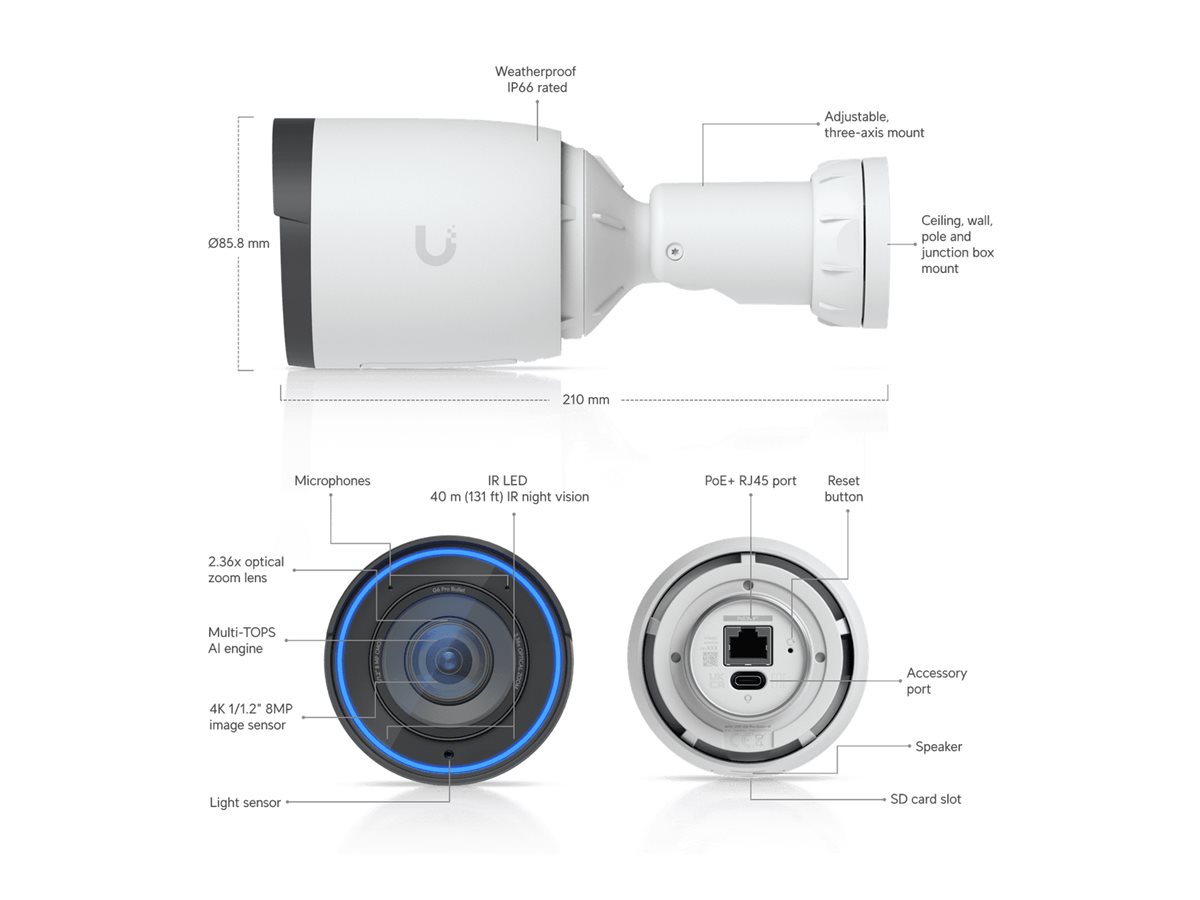 Ubiquiti UniFi Protect G6 Pro 4K Netzwerkkamera Bullet Weiß