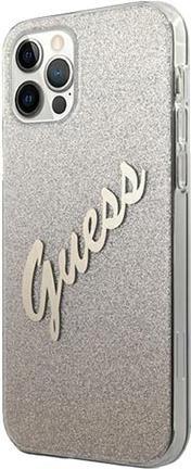 GUESS Hard Cover Glitter Gradient Script Gold, für iPhone 12/12 Pro, GUHCP12MPCUGLSGO (GUHCP12MPCUGL