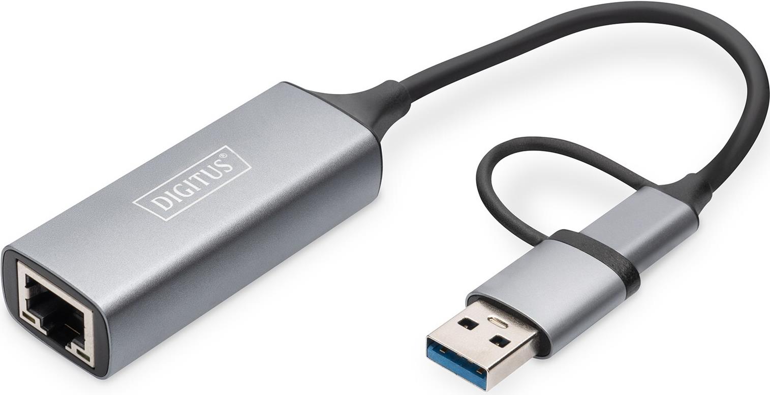 Digitus DN-3028 USB-C/USB-A Netzwerkadapter 2.5GBase-T Grau