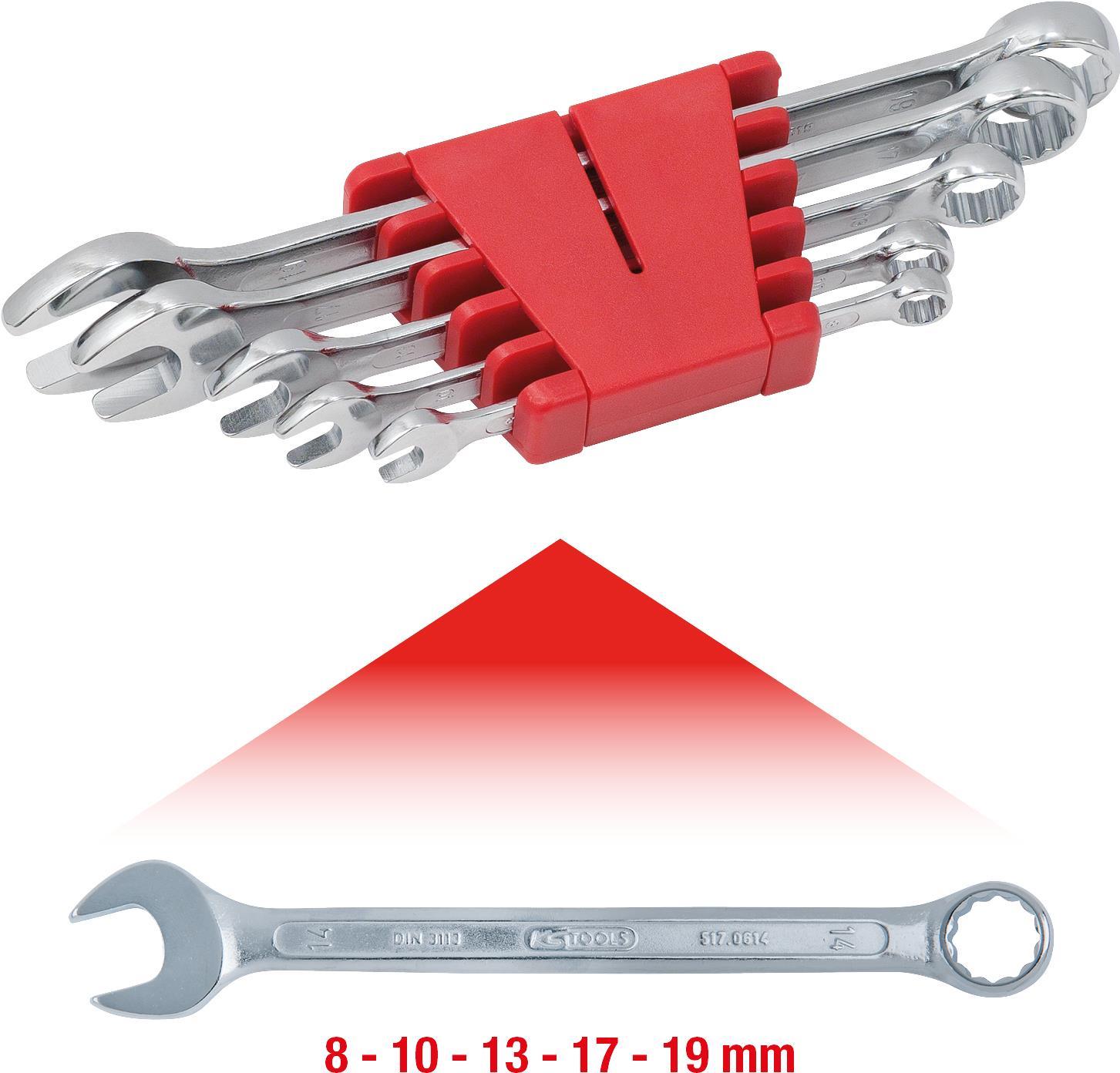 KS TOOLS CLASSIC Ringmaulschlüssel-Satz, abgewinkelt, 5-tlg. 8-19mm (517.0045)