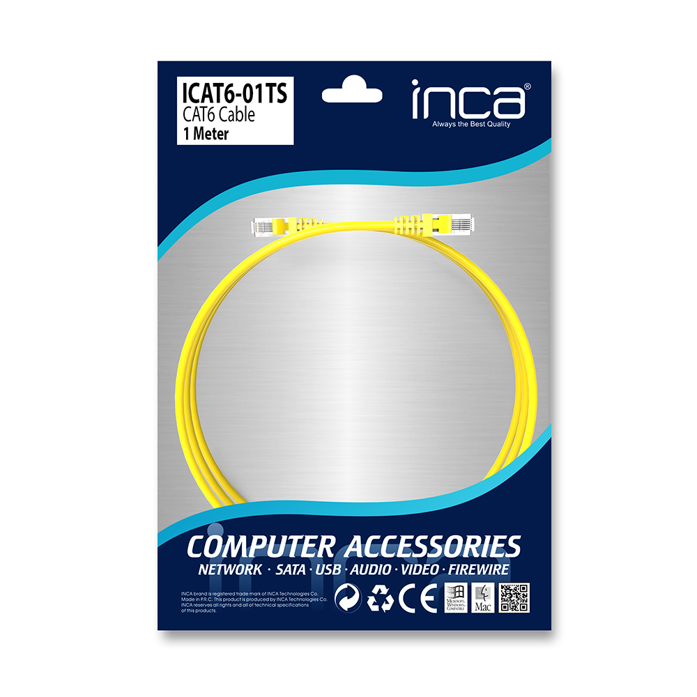 INCA ICAT6-01TS Cat6 UTP Patchkabel 1 m Gelb
