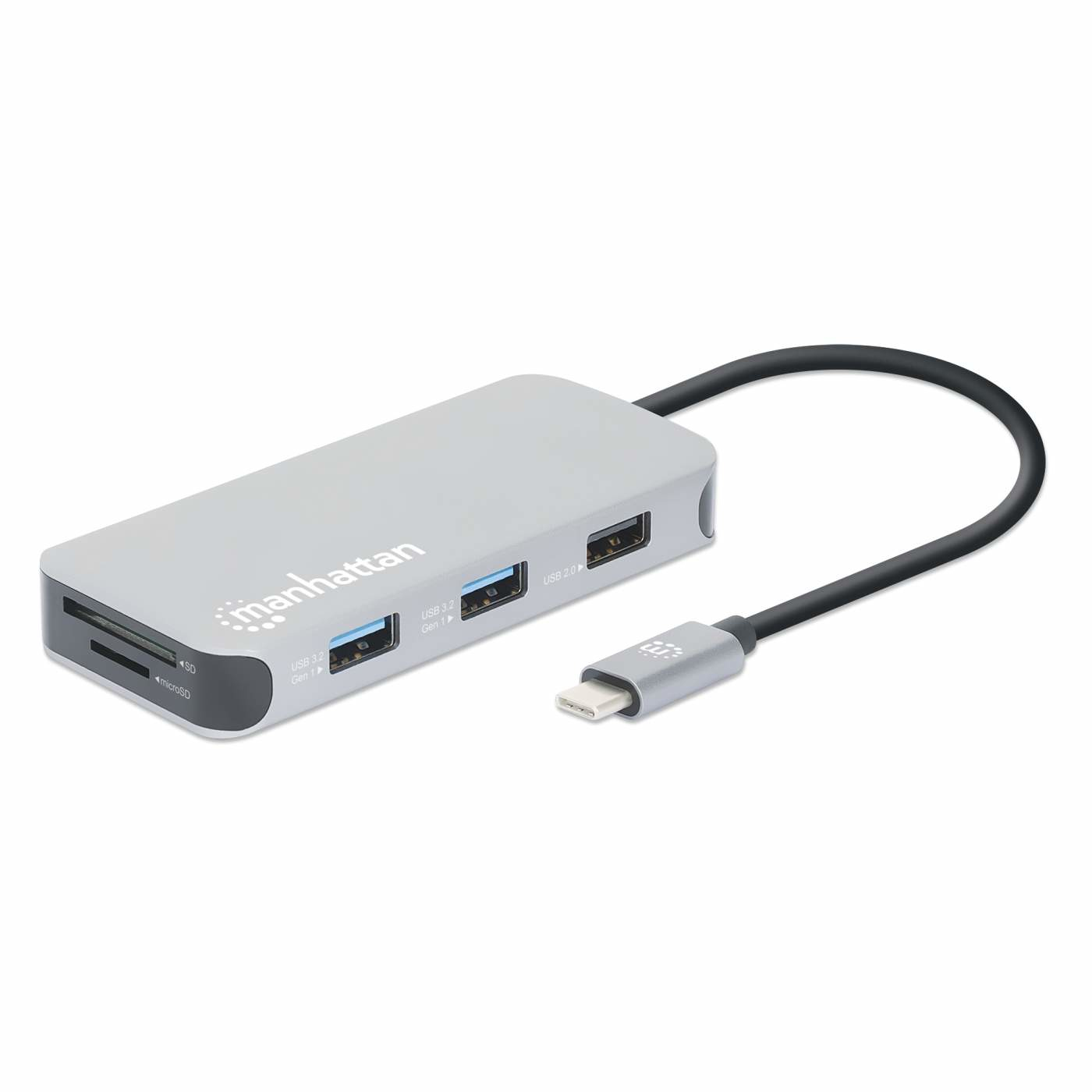 Manhattan USB-C 8-in-1 Dockingstation HDMI 4K USB 3.2 Gen 1 Space Grau