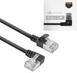 ACT Black 1 meter U/FTP CAT6A LSZH Slimline patch cable with RJ45 connectors 90? angled left to straight (DA1901)