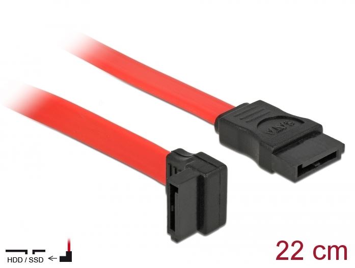 Delock SATA 3 Gb/s Kabel gerade auf oben gewinkelt 22 cm rot (84354)