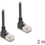 Delock RJ45 Netzwerkkabel Cat.6A S/FTP Slim 90° unten / unten gewinkelt 2 m schwarz (80300)
