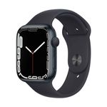 Apple Watch Series 7 (GPS) - 45 mm - midnight aluminum - intelligente Uhr mit Sportband - Flouroelastomer - Midnight - Bandgröße: regelmäßig - 32GB - Wi-Fi, Bluetooth - 38,8 g (MKN53FD/A)
