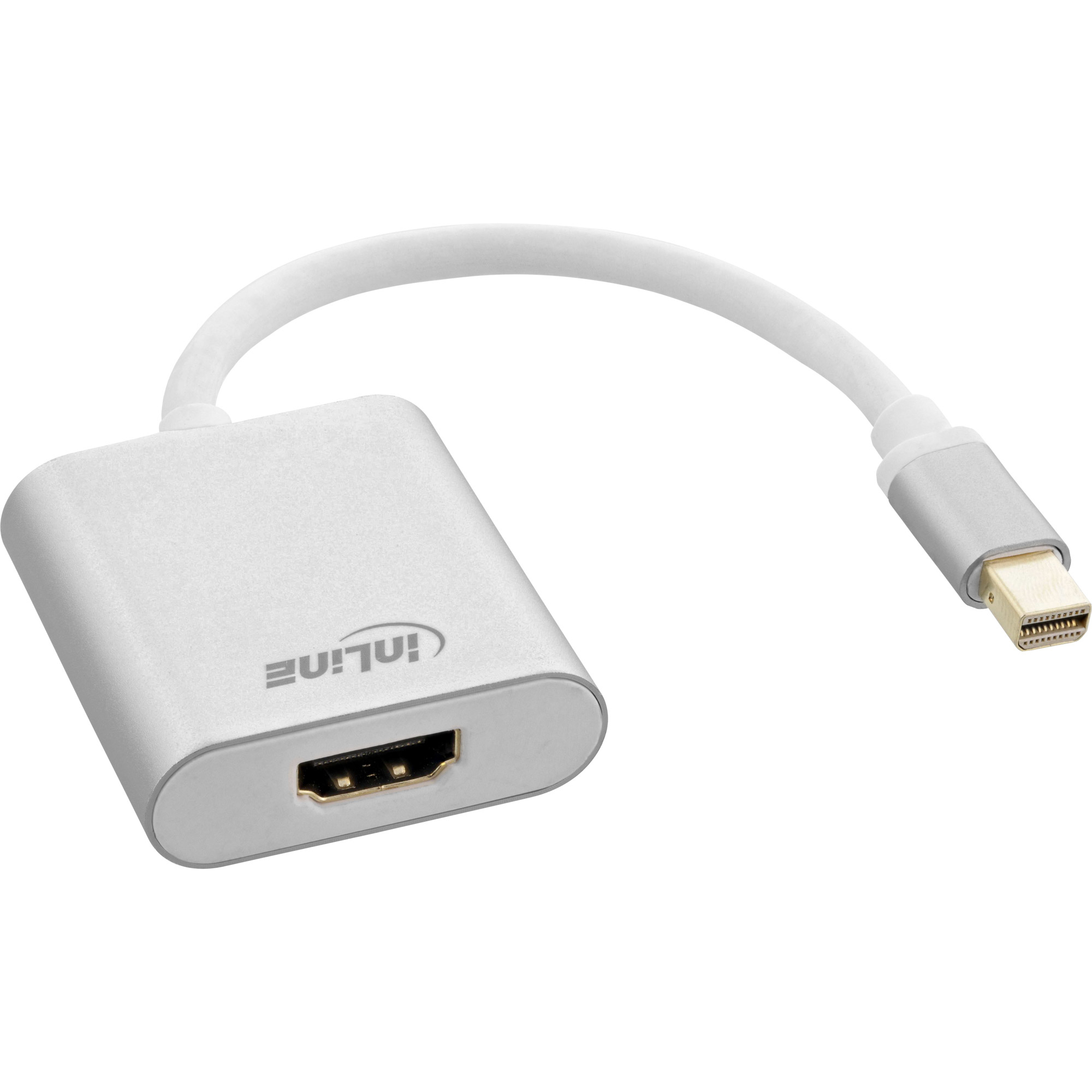 InLine Mini DisplayPort HDMI Adapterkabel Aluminium 4K/60Hz - 0,15 m - Weiß