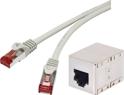 Renkforce RJ45 Netzwerk Verlängerungskabel CAT 6a S/FTP 10 m Grau mit Rastnasenschutz, Flammwidrig (RF-3829256)