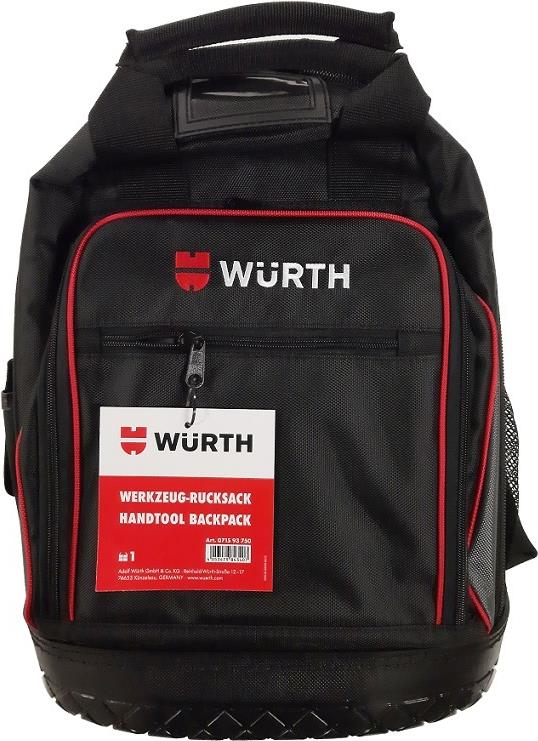 Würth Werkzeug-Rucksack mit wasserdichter Bodenschale 0715930 750, schwarz-rot (0715930 750)