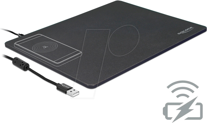 Delock USB Mauspad mit kabelloser Ladefunktion (12595)