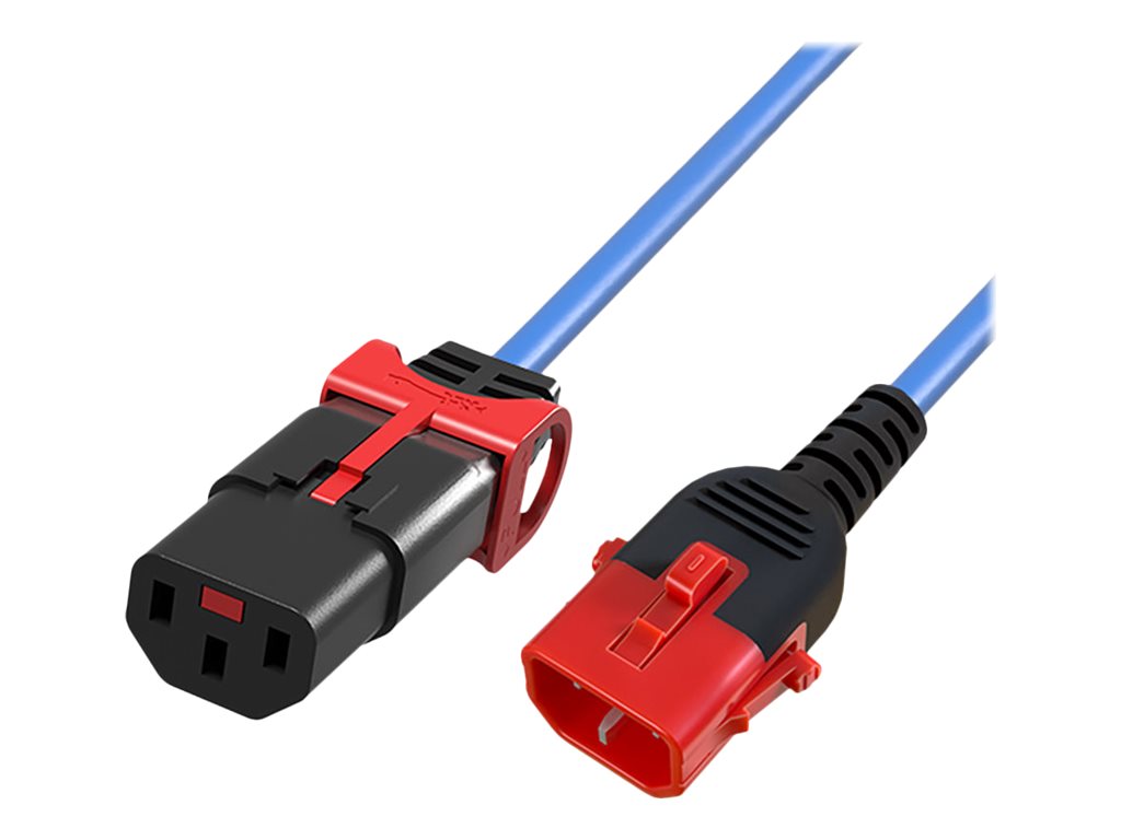 ACT AK5516 Stromkabel C13 - C14 Dual IEC LOCK 0,5 m Blau