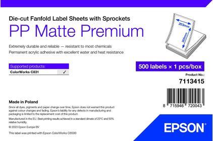 EPSON PP Matte Label 203x305mm 500 Etiketten, Die-Cut Fanfold (7113415)