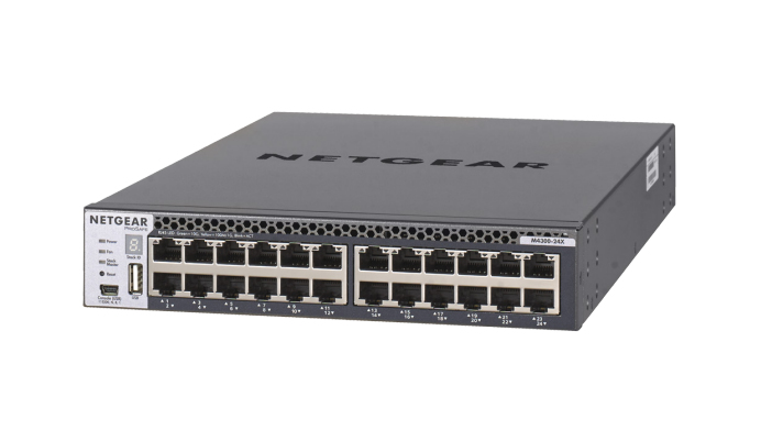 Netgear M4300-24X Managed Layer-3-Switch, 24x 10GbE + 4x SFP+, Stapelbar 1U, Schwarz