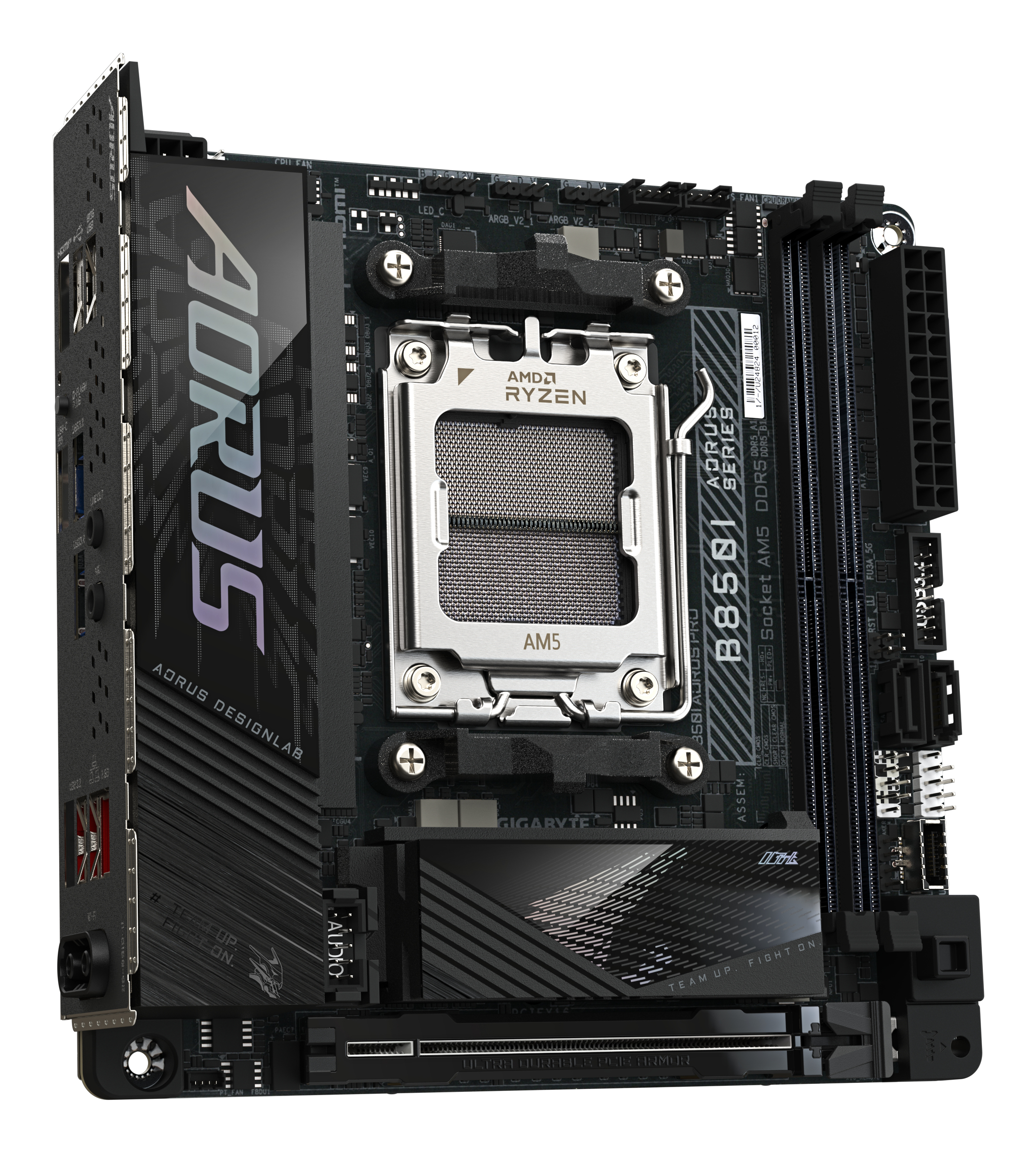 Gigabyte AORUS B850I PRO Mainboard AM5 DDR5 Mini-ITX Schwarz, Braun