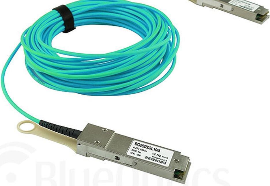 Kompatibles Mikrotik QSFP-100G-AOC-7M QSFP28 BlueOptics Aktives Optisches Kabel (AOC), 100GBASE-SR4, Ethernet, Infiniband, 7 Meter (Q28-AOC-7M-MT-BO)