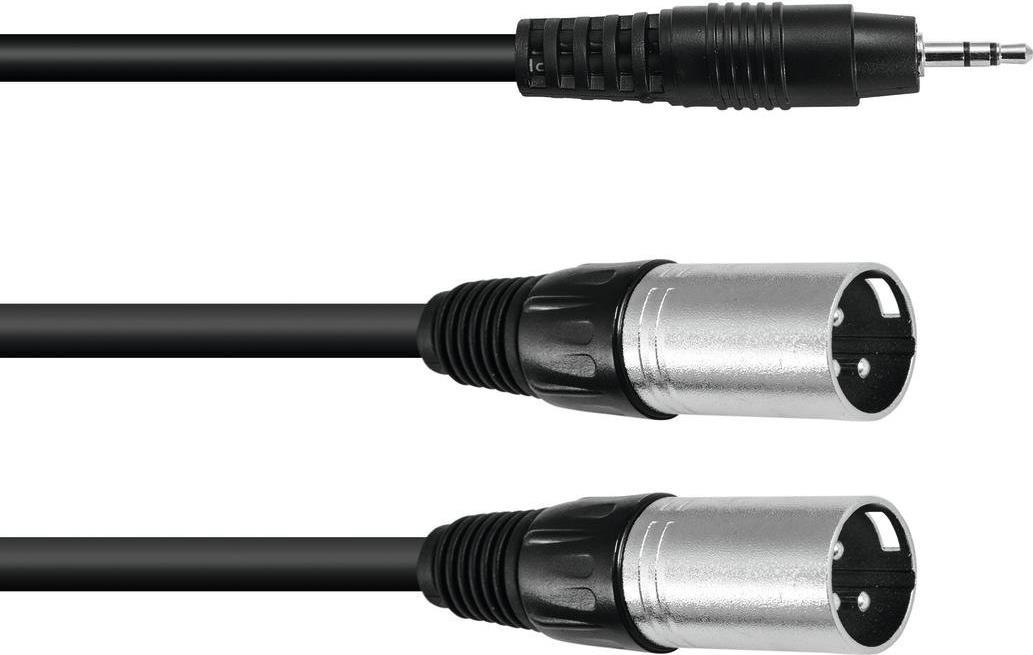 Omnitronic 30225158 XLR Adapterkabel [1x Klinkenstecker 3.5 mm - 2x XLR-Stecker 3 polig] 1.50 m Schwarz (30225158)