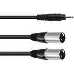 Omnitronic 30225158 XLR Adapterkabel [1x Klinkenstecker 3.5 mm - 2x XLR-Stecker 3 polig] 1.50 m Schwarz (30225158)
